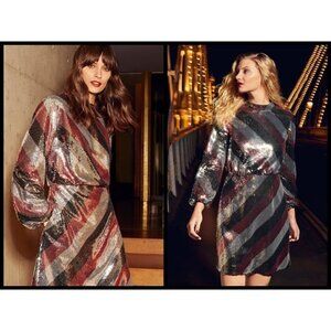 💕TED BAKER💕 Jocasta Striped Sequin Mini Dress